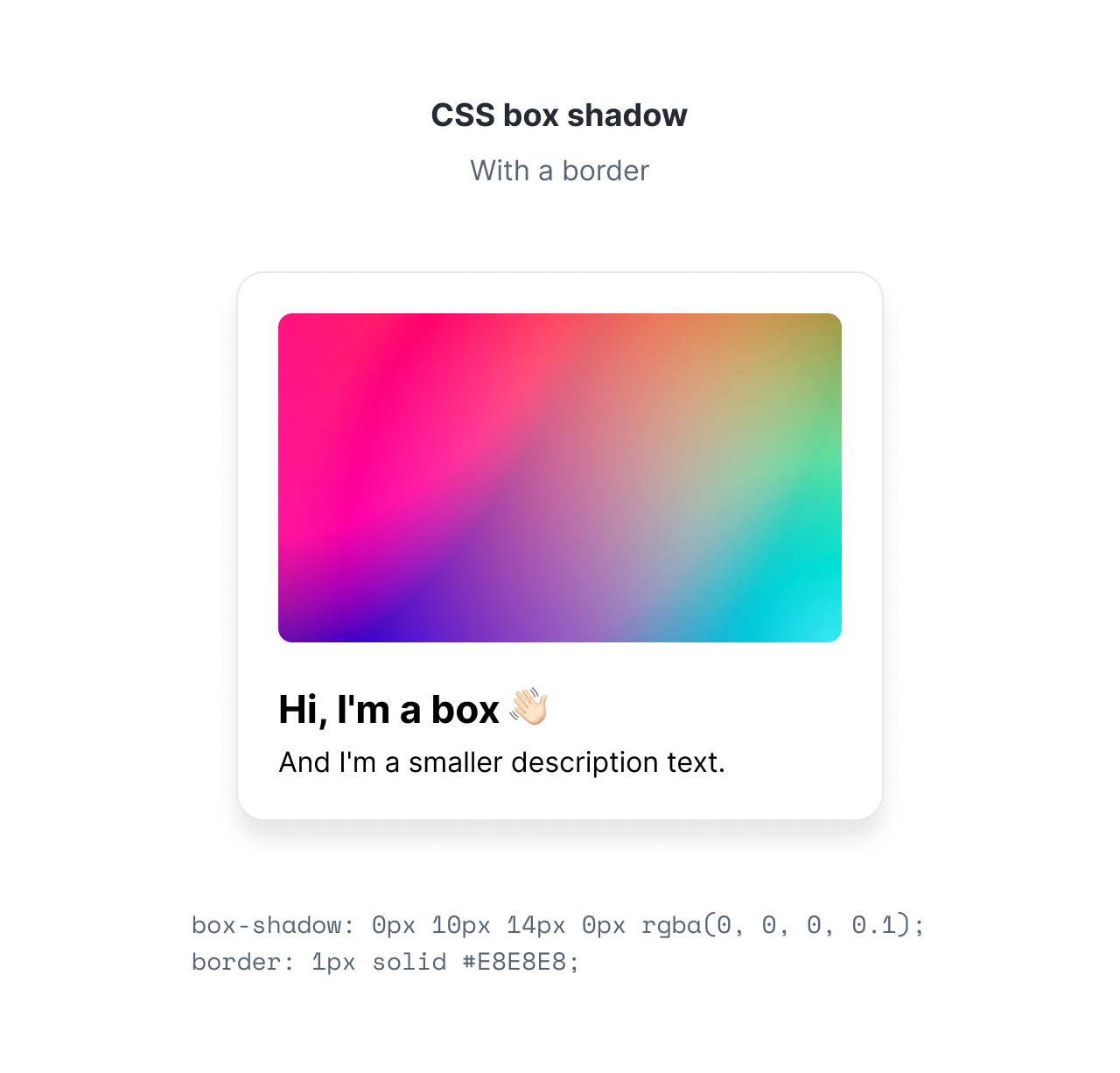 A card component with a CSS box-shadow and border