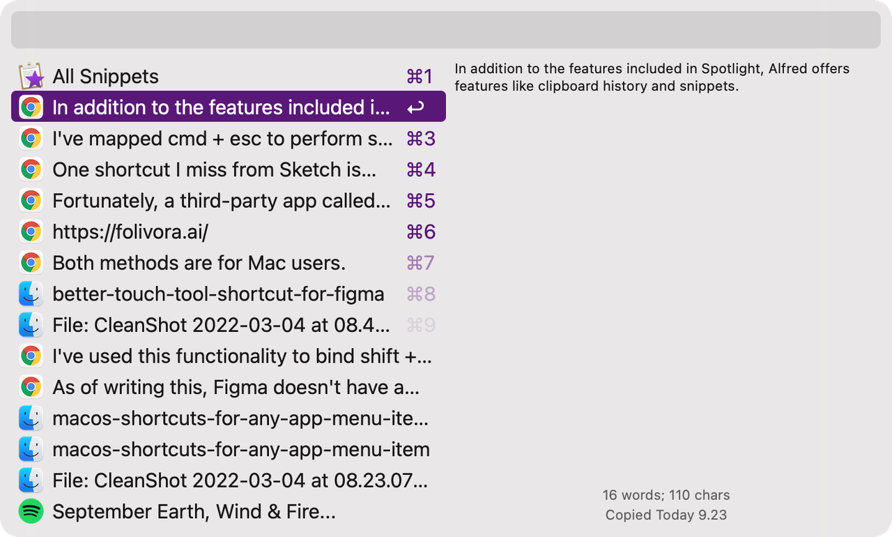 Alfred clipboard history