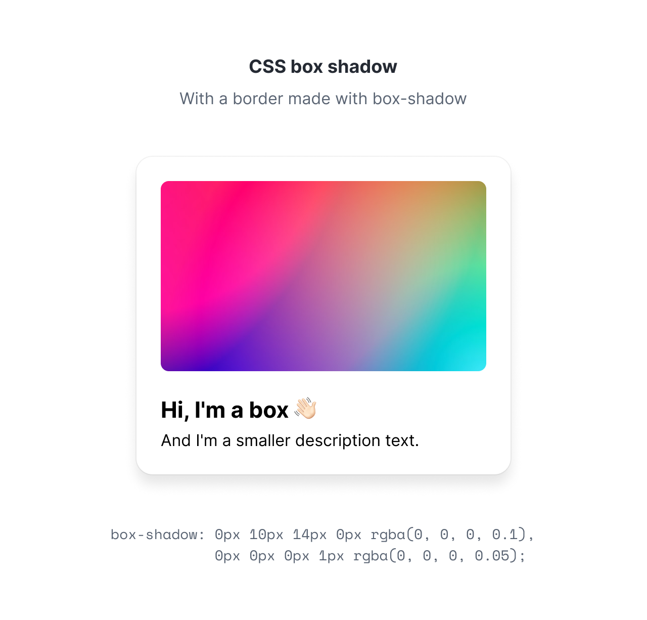 A card component with a double CSS box shadow, creating both elevation and a border.